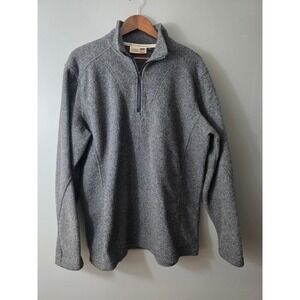 Stormy Kromer Mens XL Gray Wool Blend Quarter Zip Pullover Sweater USA Made